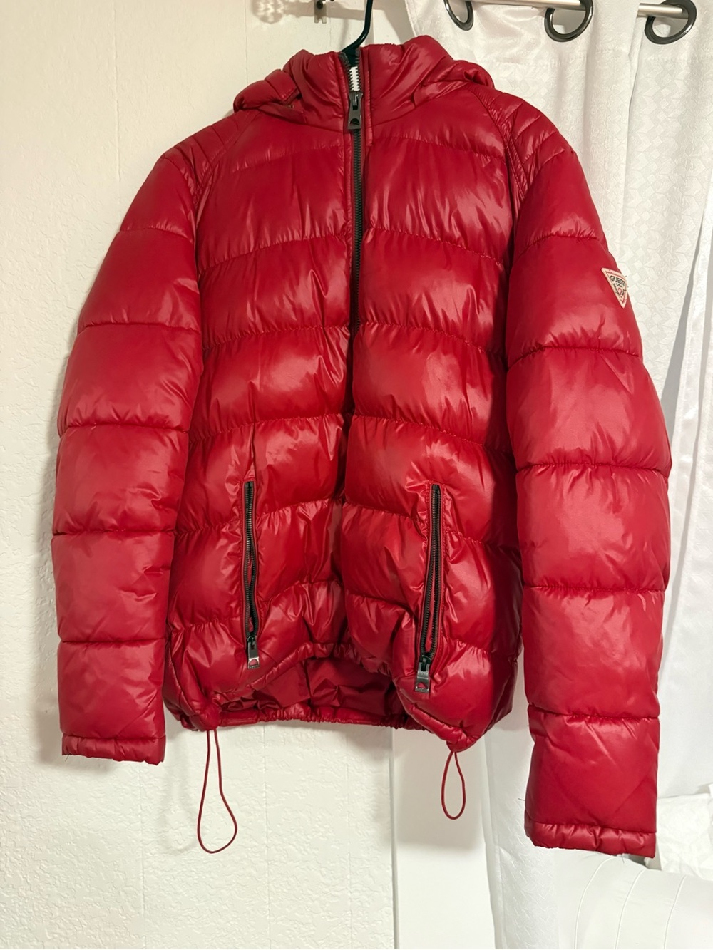 Guess Red Hooded Puffer Jacket